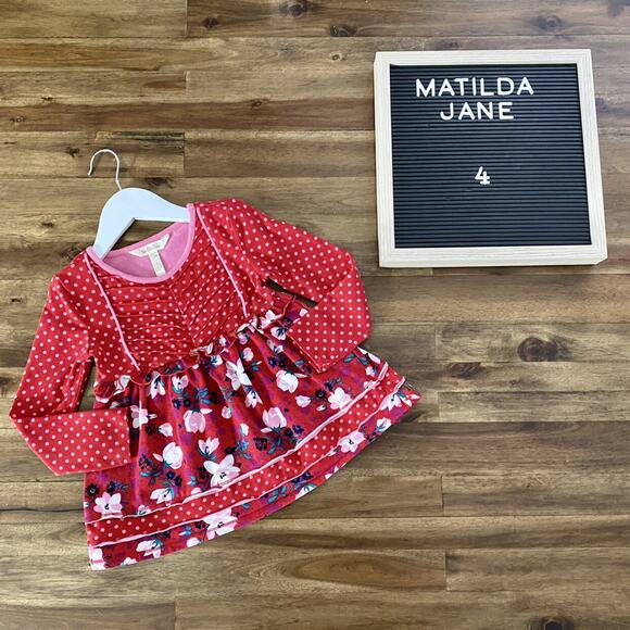 Matilda Jane Moments With You Cheerful Day Red Floral Polka Dot Knit Tunic 4 - Picture 1 of 9